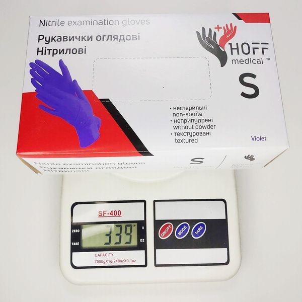 Рукавички нітрилові Hoffen, щільність 3.2 г. - Violet (100 шт) 002632 фото