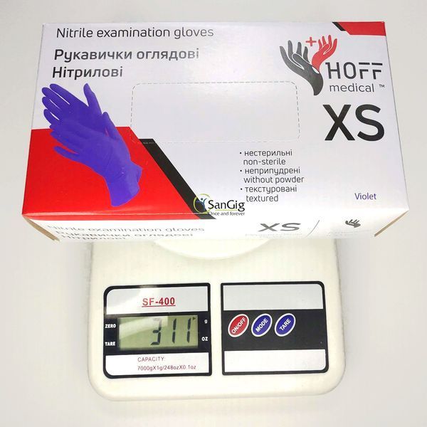 Рукавички нітрилові Hoffen, щільність 3.2 г. - Violet (100 шт) 002632 фото