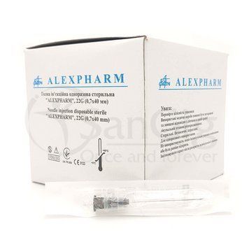 Голка 22G&nbsp;(0,7x40 мм) ін'єкційна одноразова стерильна "Alexpharm" 003220 фото