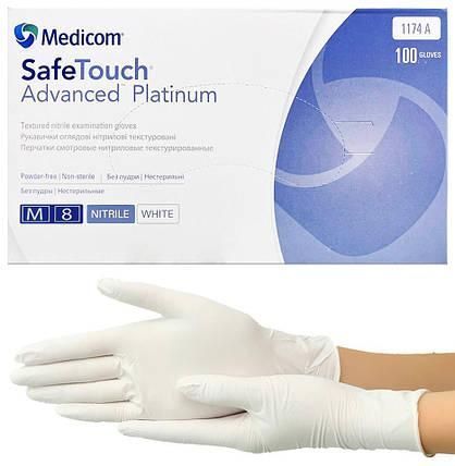 Рукавички нітрилові Medicom Platinum White, щільність 3.8 г. - білі (100 шт) 001330 фото