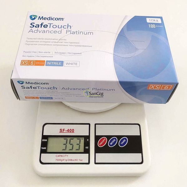 Рукавички нітрилові Medicom Platinum White, щільність 3.8 г. - білі (100 шт) 001330 фото
