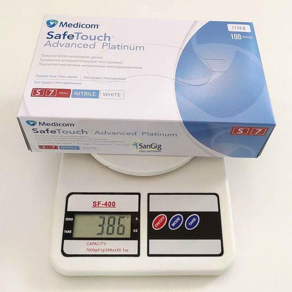 Рукавички нітрилові Medicom Platinum White, щільність 3.8 г. - білі (100 шт) 001330 фото