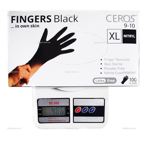 Нитриловые перчатки Ceros, плотность 3.7 г. - Black - Черные (100 шт) 002749 фото