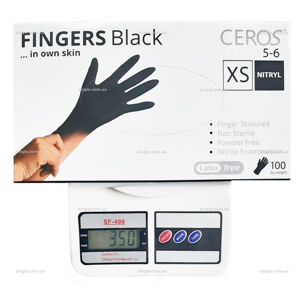 Нитриловые перчатки Ceros, плотность 3.7 г. - Black - Черные (100 шт) 002749 фото