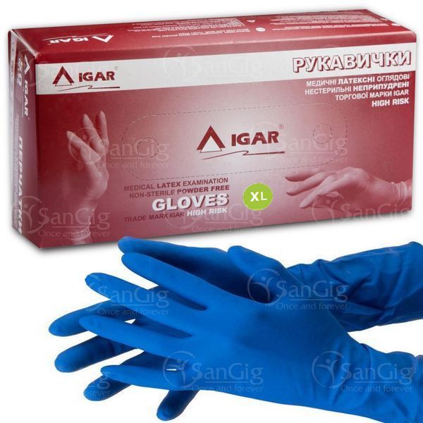 Перчатки IGAR High Risk латексные повышенной прочности (25 пар уп) XL (9-10) 004182 фото Перчатки IGAR High Risk латексные повышенной прочности (25 пар уп) XL (9-10) 004182 фото