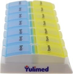 Органайзер для таблеток Yulimed 7 днів на 2 прийоми синьо-жовтий 004514 фото