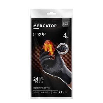 Нітрилові рукавички Cупер міцні GoGrip Mercator Medical, щільність 6.7 г. &mdash; чорні M (7-8) (4 шт/2 пари) 005558 фото