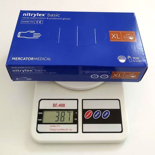 Нитриловые перчатки Nitrylex&reg;, плотность 3.2 г. - PF PROTECT / basic - Синие (100 шт) 200153 фото