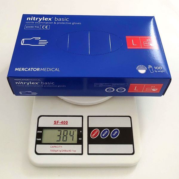 Нитриловые перчатки Nitrylex&reg;, плотность 3.2 г. - PF PROTECT / basic - Синие (100 шт) 200153 фото