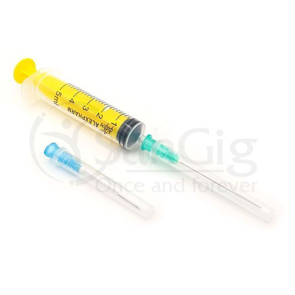 Шприц з двома голками 5 мл трьохкомпонентний Luer, Alexpharm 003214 фото Шприц з двома голками 5 мл трьохкомпонентний Luer, Alexpharm 003214 фото