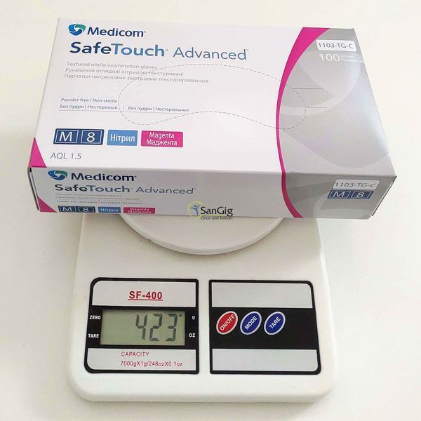 Рукавички нітрилові Medicom SafeTouch Advanced Magenta щільність 3.7 г. - (рожеві) 100шт 001349 фото