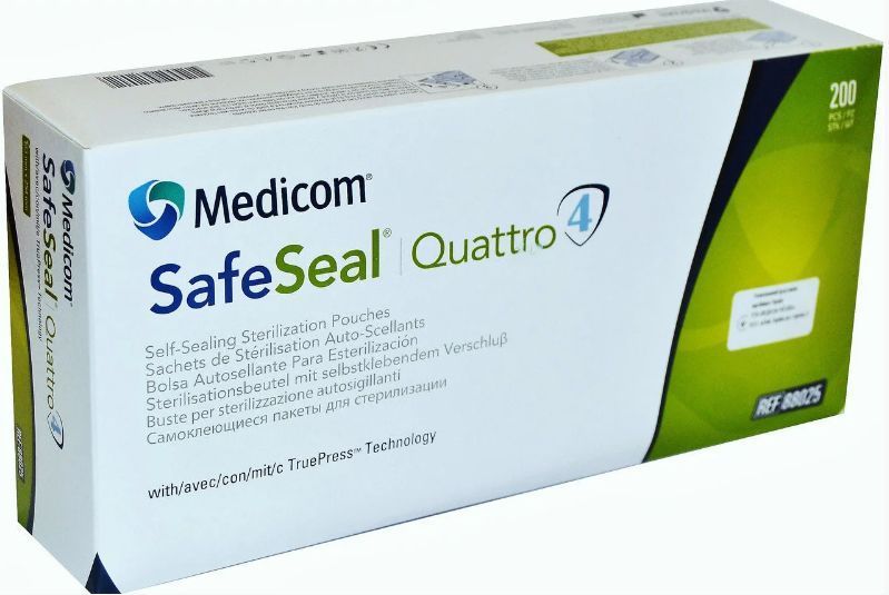 Стерилизационные пакеты 57x102 мм, 200 шт Medicom SafeSeal Quattro 000973 фото