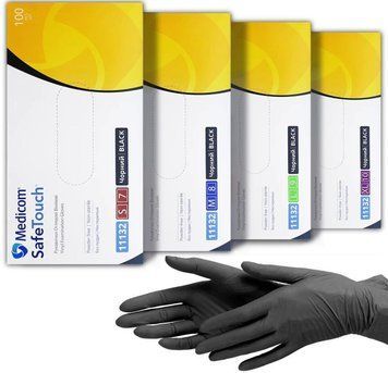 Черные виниловые перчатки Medicom, плотность 5 г. - 100 шт 005339 фото