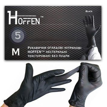 Нитриловые перчатки Hoffen, плотность 5 г. - Чёрные (100 шт) M (7-8) 003209 фото