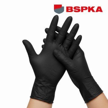 Нітрилові рукавички BSPKA Міцний Хват - Чорні (100 шт) M (7-8) 005562 фото