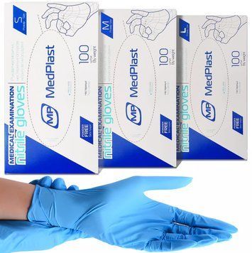 Рукавички нітрилові Medplast, щільність 4 г. - блакитні (100 шт) 001278 фото