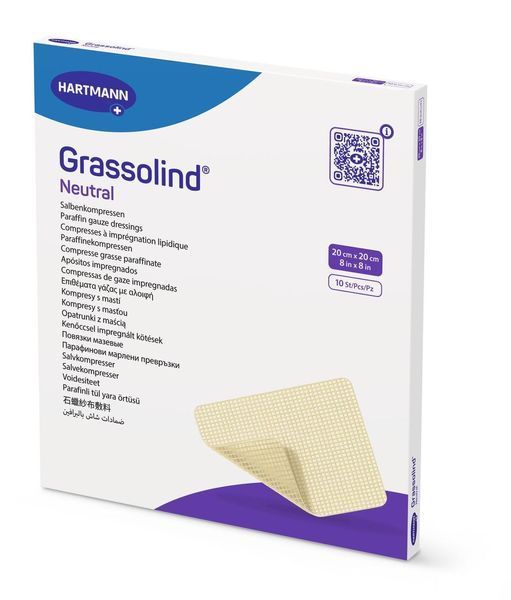 Атравматичная мазевая повязка Grassolind Neutral 20×20 см, хлопок 005453 фото Атравматичная мазевая повязка Grassolind Neutral 20×20 см, хлопок 005453 фото