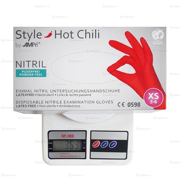 Нитриловые перчатки Ampri Style, плотность 3.8 г. - красные Hot Chili (100 шт) 001348 фото