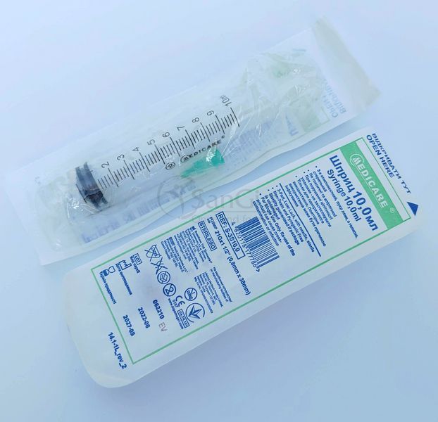 Шприц Luer Lock 10 мл Medicare (100 шт/уп) 002385 фото