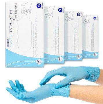 Нітрилові рукавички Medicom, щільність - 3.8 г. - Slim Blue (блакитні) - 100 шт 002311 фото