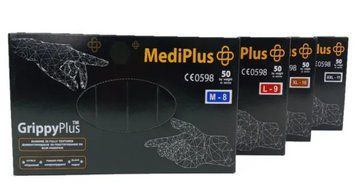 Супер міцні рукавички MediPlus GrippyPlus Black, щільність 9 г.- чорні (50шт) 003125 фото