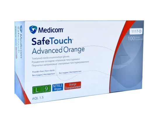 Помаранчеві рукавички нітрилові Medicom SafeTouch Advanced Orange 001290 фото