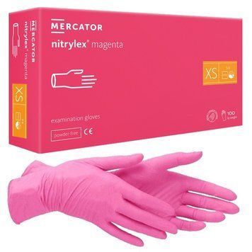 Рукавички нітрилові Nitrylex&reg; Magenta, щільність 3.5 г. - рожеві (100 шт) 002308 фото