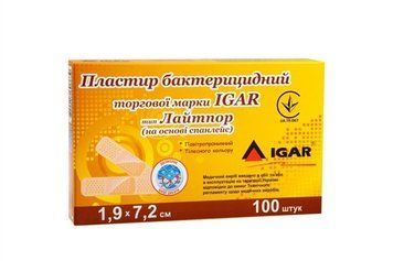 Пластырь бактерицидный IGAR Лайтпор (на основе спанлейса) 1,9 х 7,2 см (100шт/уп) 004213 фото