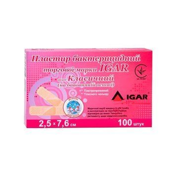 Пластир бактерицидний IGAR Класичний 2,5 х 7,6 см (уп 100 шт.) 004210 фото