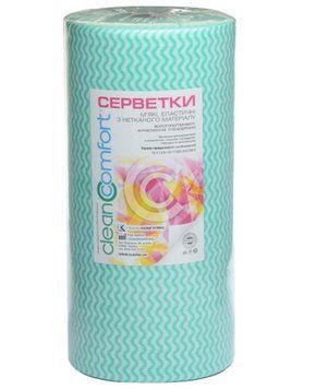 Впитывающие салфетки в рулоне 10х10 см - CleanComfort Сетка, цветная волна зелено-белая 100 шт - 50г/м2 003185 фото