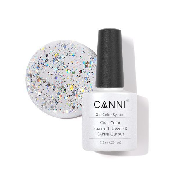 Canni Гель-лак 186 прозрачный с голографическими блестками 003768 фото Canni Гель-лак 186 прозрачный с голографическими блестками 003768 фото