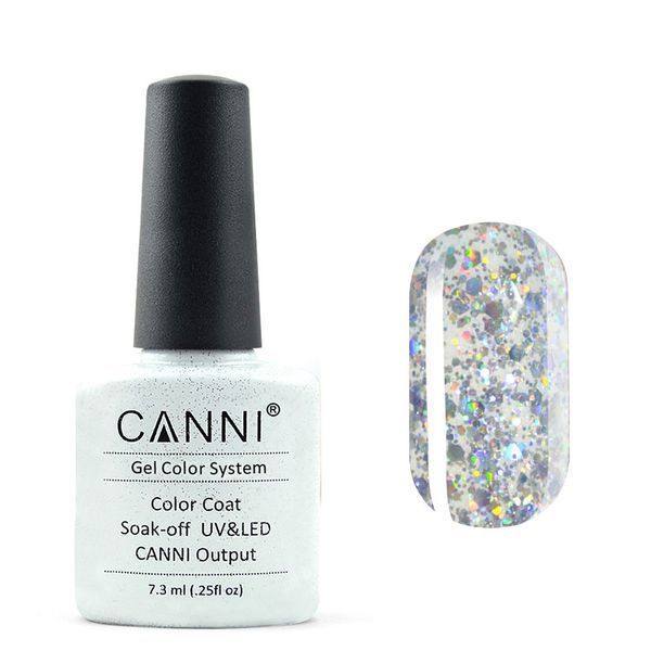 Canni Гель-лак 186 прозрачный с голографическими блестками 003768 фото Canni Гель-лак 186 прозрачный с голографическими блестками 003768 фото